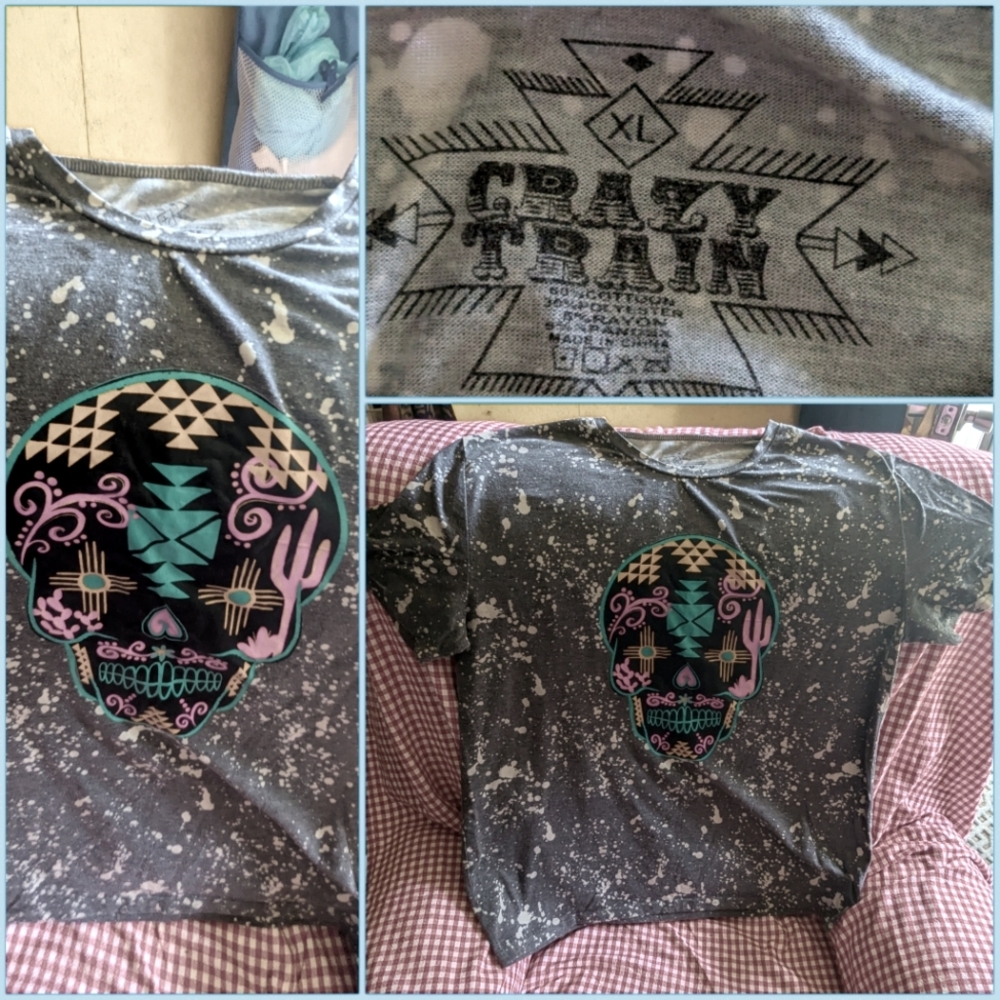 Crazy Train Gray Short Sleeve Tee with Vintage Graphic
